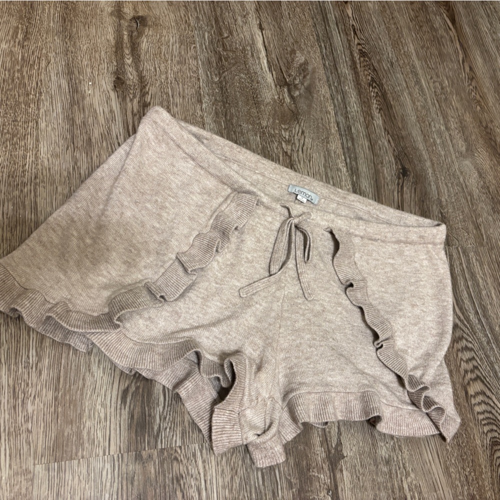 Lemon Beige Ruffle Shorts
